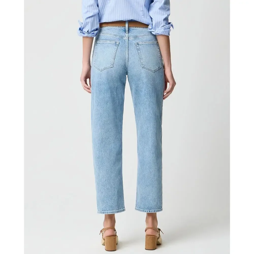 J.Crew Barrel Leg Jeans Jeanne Wash All Day Stretch NWT Size 34 CQ501